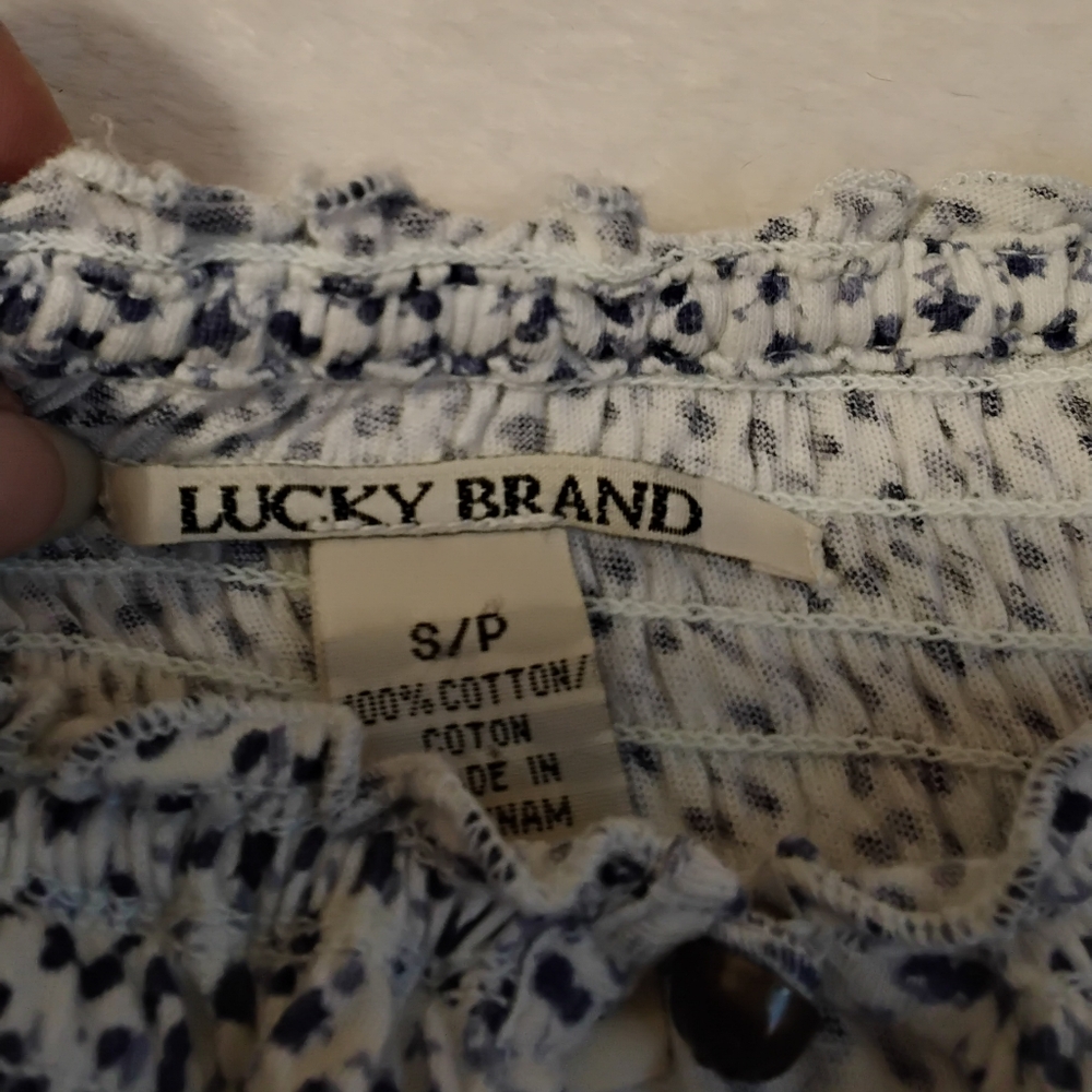 Lucky Brand Blue and White Dotted Blouse - Picture 2 of 3